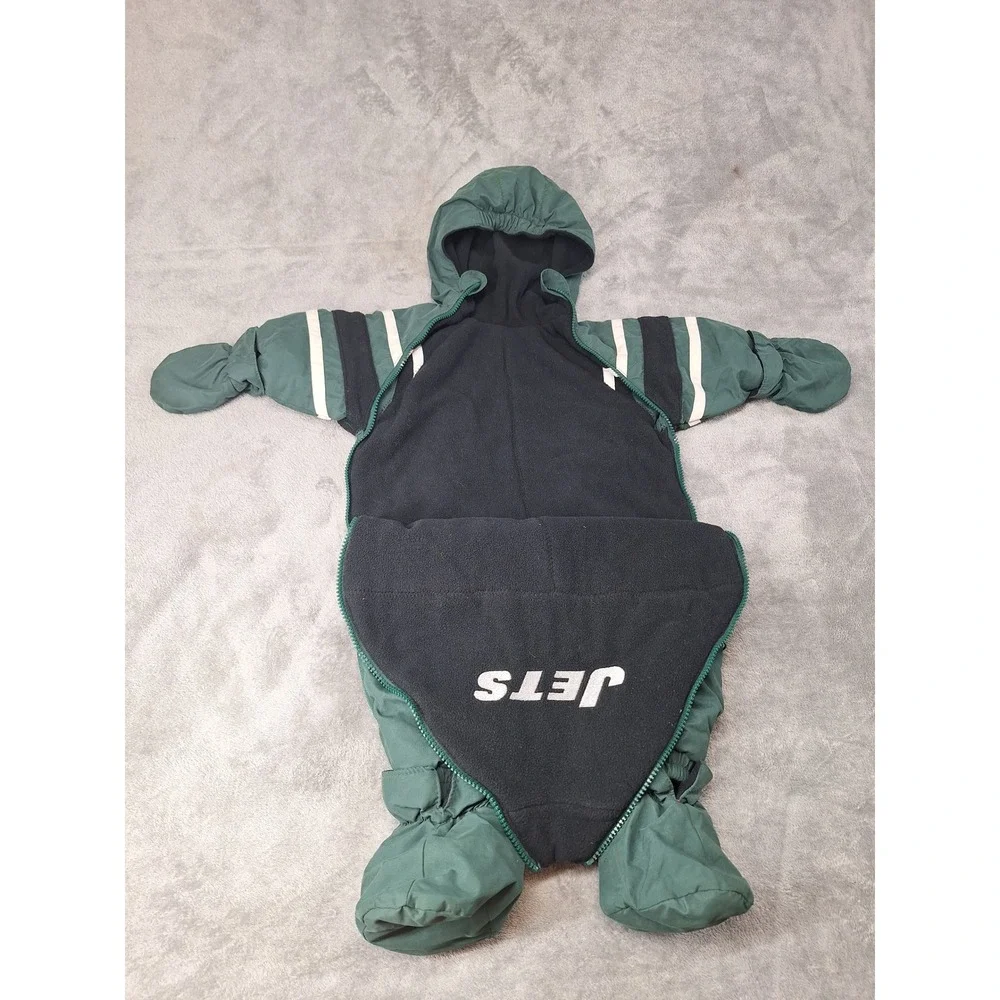 NFL New York Jets Infant Snowsuit Green Fleece Lined Bunting Mittens‎ Booties